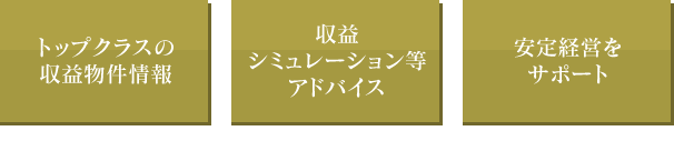 トップクラスの収益物件情報 収益シミュレーション等アドバイス 安定経営をサポート